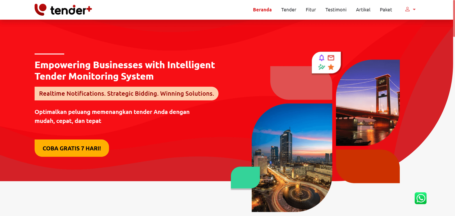 Dashboard monitoring dan penyajian data pengadaan tender vendor TenderPlus